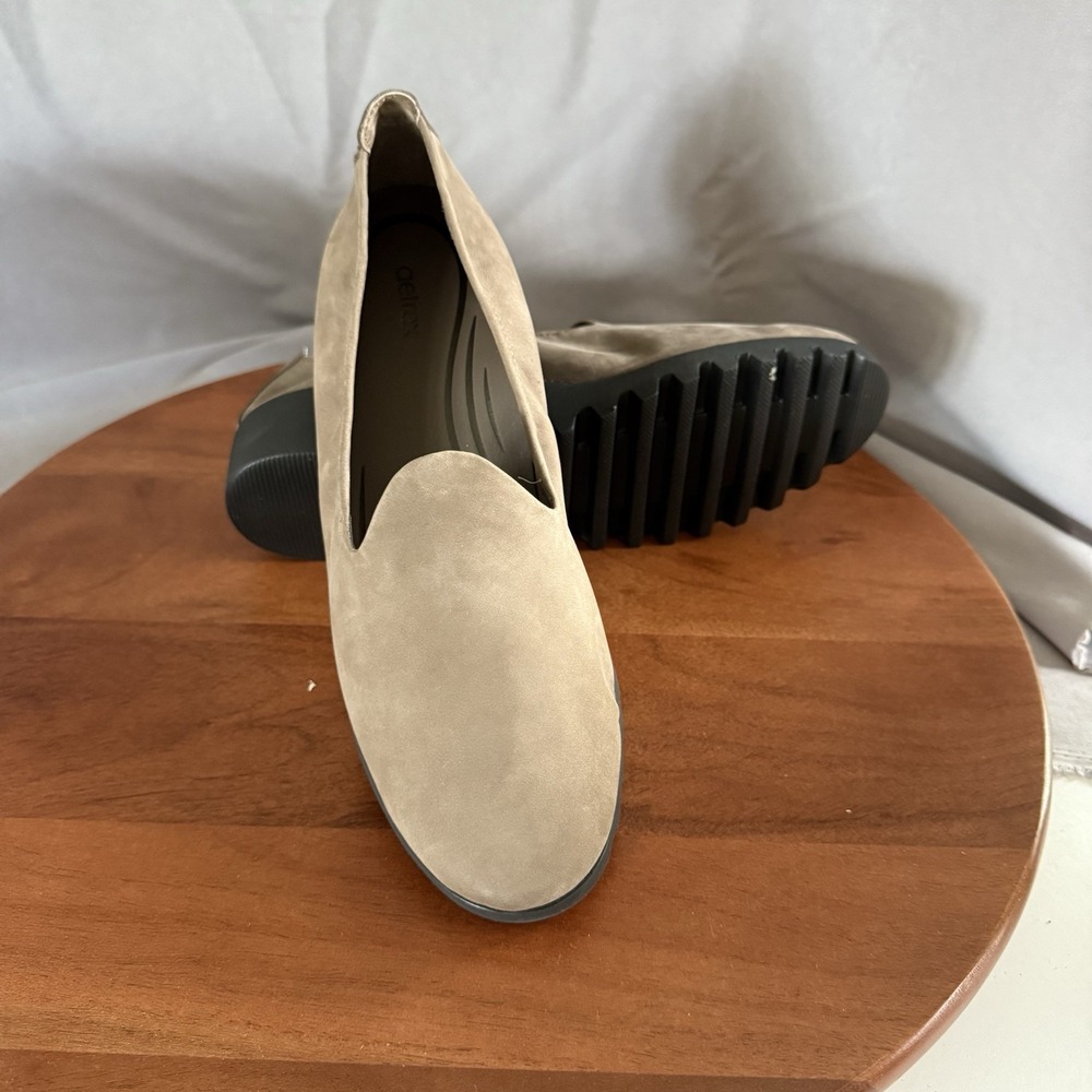 Aetrex Taupe Suede Slip-On Loafers